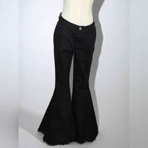 Hope Horizon Black Super Bell Bottom Jeans Women’s Large Frayed Hem NWT